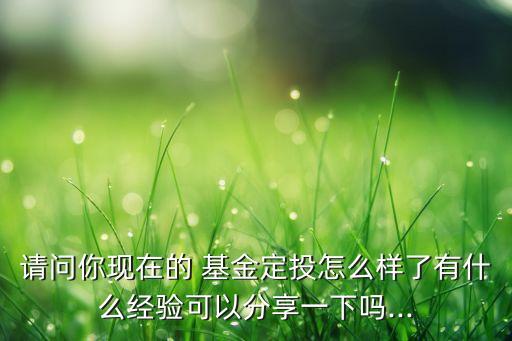 請(qǐng)問你現(xiàn)在的 基金定投怎么樣了有什么經(jīng)驗(yàn)可以分享一下嗎...