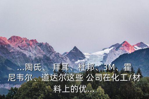 ...陶氏、 拜耳、杜邦、3M、霍尼韋爾、道達(dá)爾這些 公司在化工/材料上的優(yōu)...