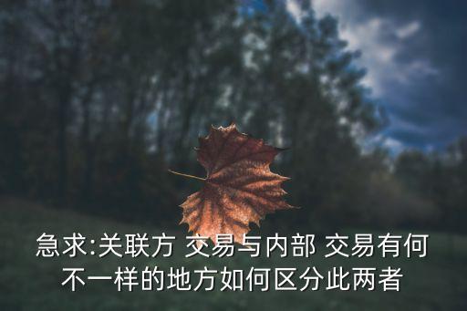 急求:關聯(lián)方 交易與內部 交易有何不一樣的地方如何區(qū)分此兩者