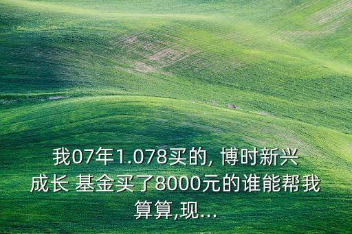 我07年1.078買的, 博時(shí)新興成長 基金買了8000元的誰能幫我算算,現(xiàn)...