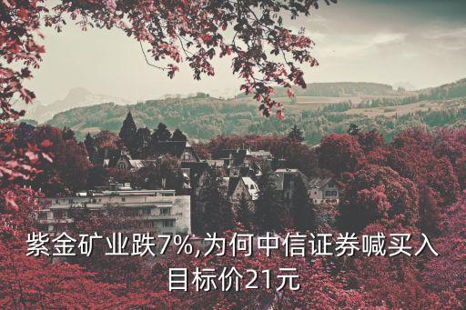 紫金礦業(yè)跌7%,為何中信證券喊買入目標價21元