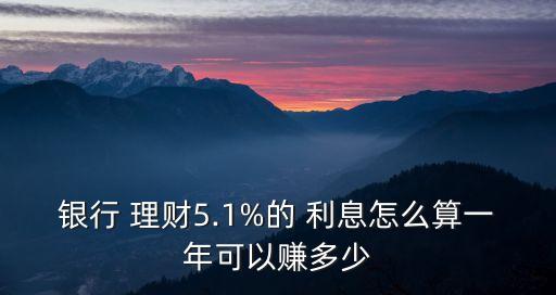 銀行 理財(cái)5.1%的 利息怎么算一年可以賺多少