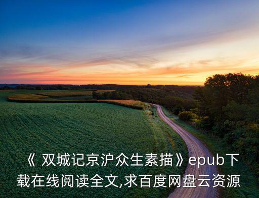 《 雙城記京滬眾生素描》epub下載在線閱讀全文,求百度網(wǎng)盤云資源