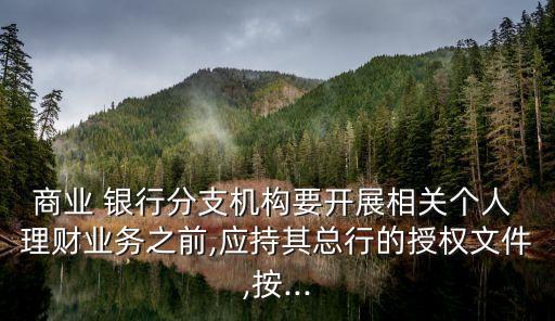 商業(yè) 銀行分支機構(gòu)要開展相關(guān)個人 理財業(yè)務之前,應持其總行的授權(quán)文件,按...