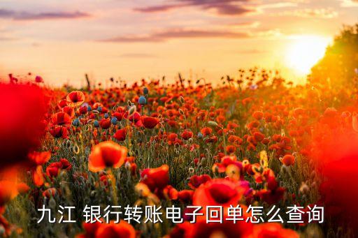  九江 銀行轉賬電子回單怎么查詢