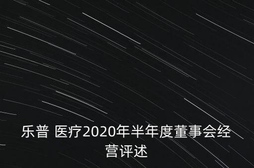 樂普 醫(yī)療2020年半年度董事會(huì)經(jīng)營(yíng)評(píng)述