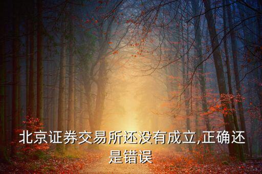  北京證券交易所還沒(méi)有成立,正確還是錯(cuò)誤