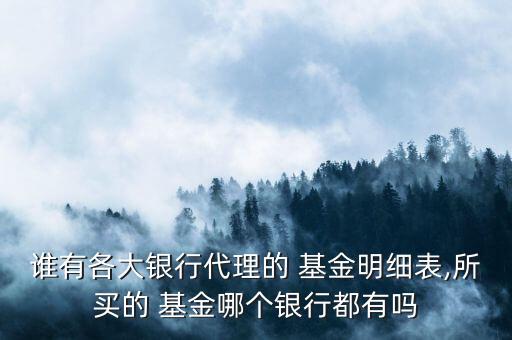 誰有各大銀行代理的 基金明細表,所買的 基金哪個銀行都有嗎